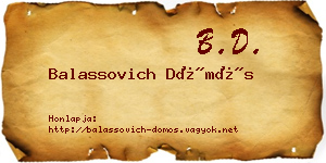 Balassovich Dömös névjegykártya